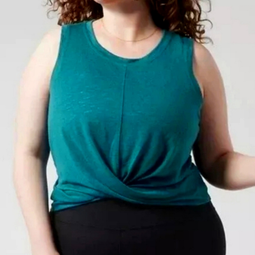 ATHLETA Breezy Twist Hem Crop Tank Top - Plus Size 3X Teal